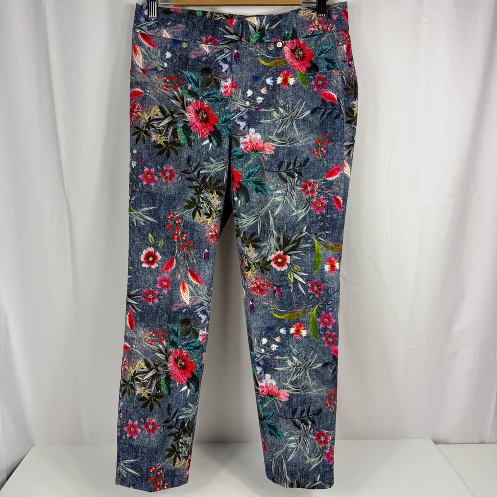 Robell Jeans Women's Sz 8 Modell Rose 09 Stretchy Pull On Floral Print Pants